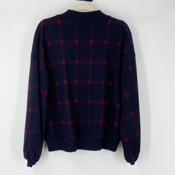 Porridge Sweatshirt Blue Red Plaid Checkered Womens Medium Crew Neck - Picture 6 of 6